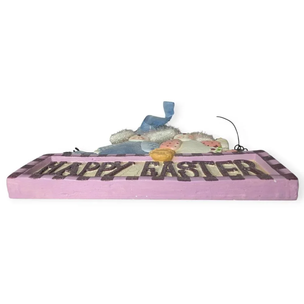 Happy Easter Bunny Wall Hanging Resin Sign